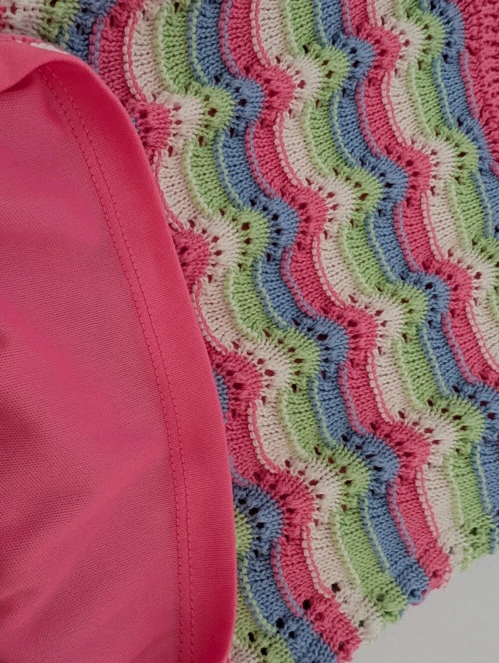 Chloe + Jasmine Girls Dress Size 5 Crochet Striped Pink & Pastel Waves